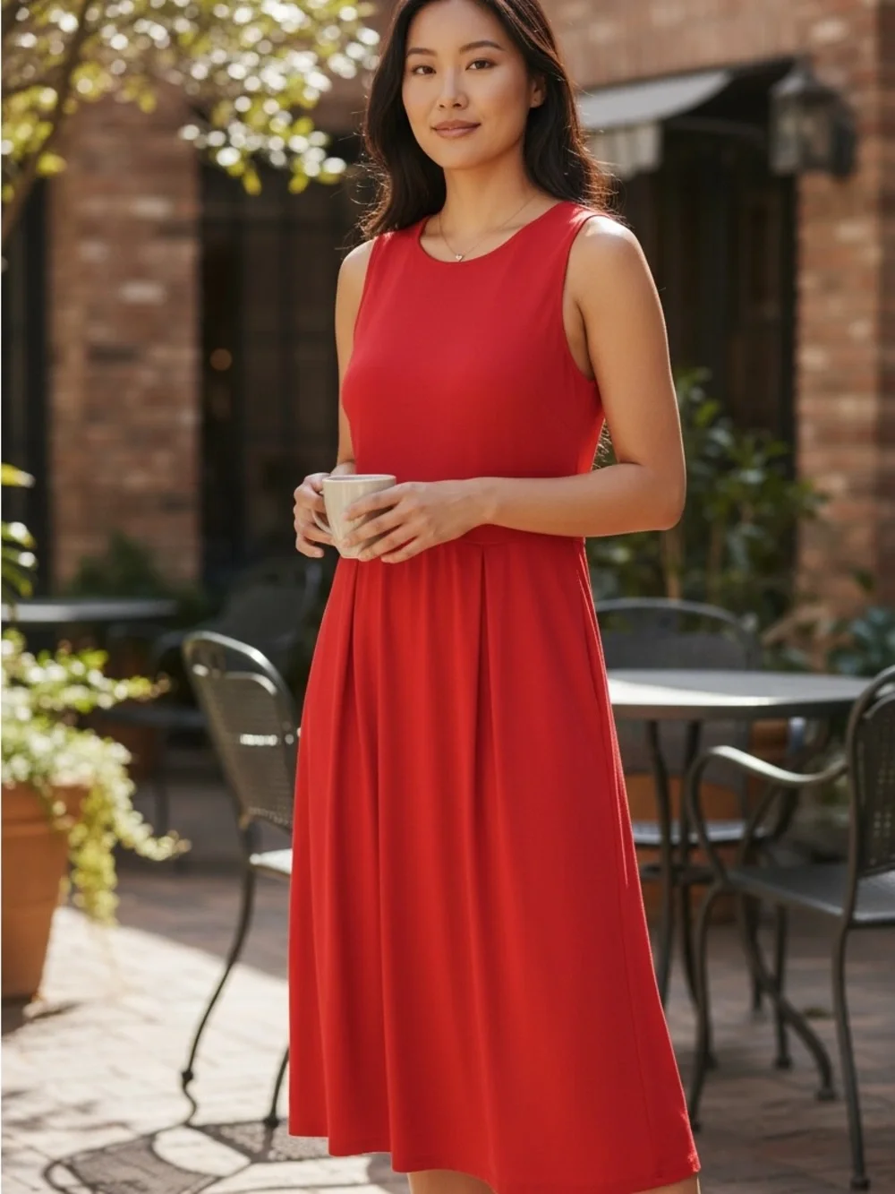 J Jill Wearever Collection Sleeveless Red Dress - Picture 1 of 5